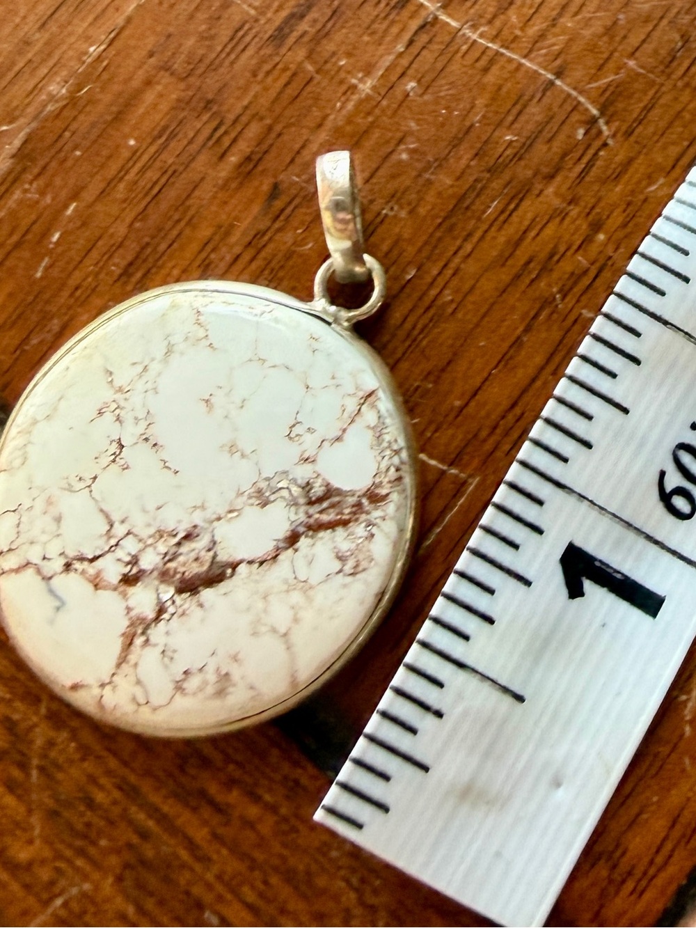 White Howlite Oval Pendant Necklace - Sterling Setting